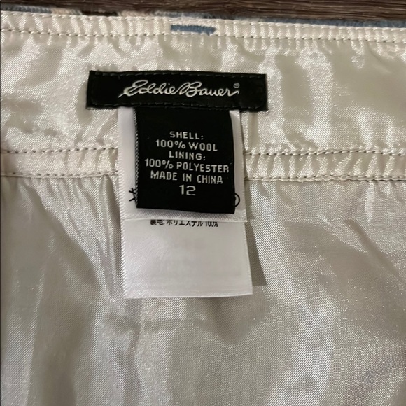 Eddie Bauer Womans Size 12 Skirt Plaid 100% Wool Blue Plaid Lined Pockets - Picture 2 of 3